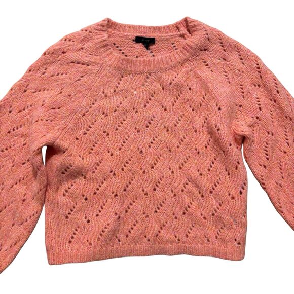 J Crew Women’s Medium Pointelle Crew Neck Long Sleeve Wool Blend Sweater NEW - Picture 1 of 6